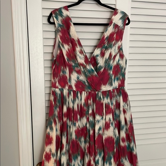 Tracy Reese, Hope for Flowers Red and Teal Sleeveless Midi Dress - Picture 2 of 12